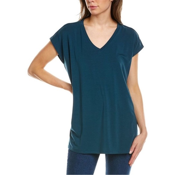 EILEEN FISHER V-Neck Long Boxy Top Pacific Size 2X NWT - Picture 1 of 8